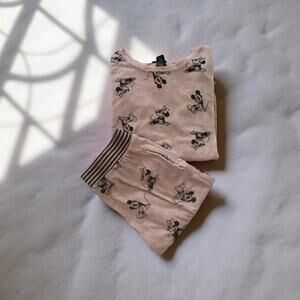 Disney Mickey & Minnie Pajama Set • Pink/Black • Size S • Cinch Hem • Pockets